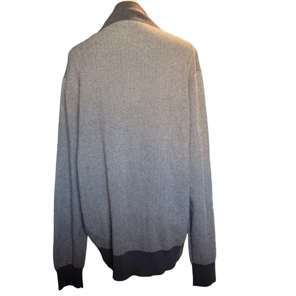 J.Crew 100% Cotton Herringbone Half Zip Sweater, Chocolate, Men's Large